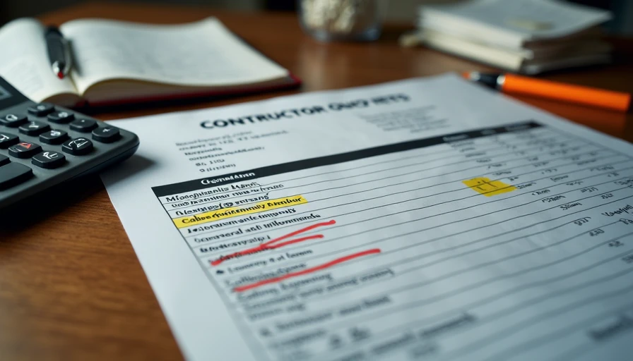 Annotated contractor quote showing red flag line items