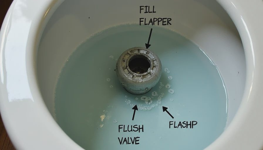 Key parts to check in a running toilet Inside view of a toilet tank with labeled components