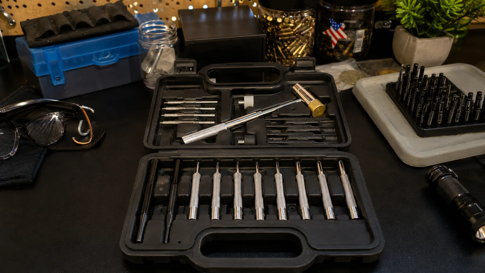 Complete kit layout BESTNULE Roll Pin Punch Set in organizer box