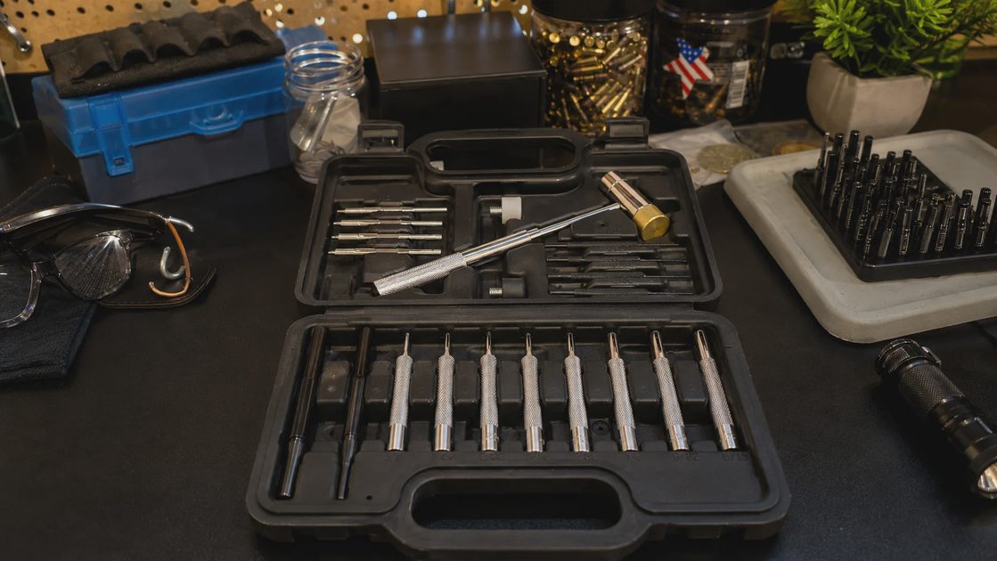 Complete kit layout BESTNULE Roll Pin Punch Set in organizer box